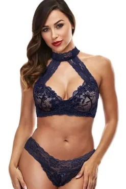 Baci Blue Lace Halter Bikini Set