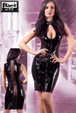 Black Level Vinyl Dress with Zipper and Back Lacing