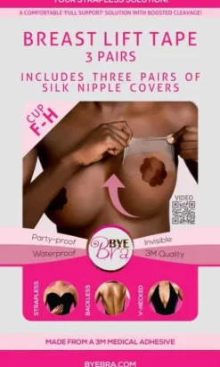 Bye Bra F-H with Dark Silk Nipple Covers