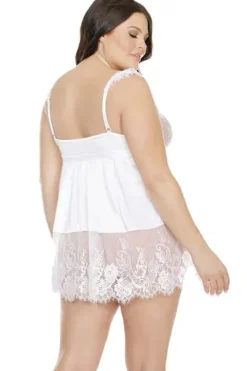 Coquette Eye Lash Lace White Babydoll