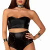 Forplay Faux Leather Bandeau Top