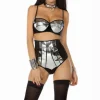 Forplay Faux Metal Bra and Panty Set