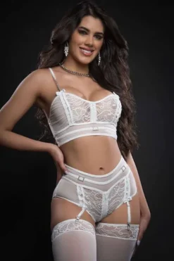 GWorld Zippered Bustier and Garter Boyshort (3pc)