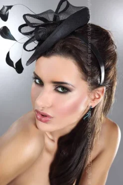 Livia Corsetti Black Fascinator with Black Feathers