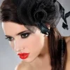 Livia Corsetti Black Fascinator with Black Fine Mesh