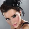 Livia Corsetti Black Mini Top Hat Feathers & Mesh
