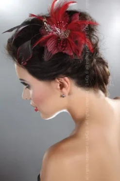 Livia Corsetti Red Hair Clip and Feathers