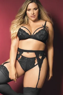 Mapale Black 3 Pce Lace Bra Set